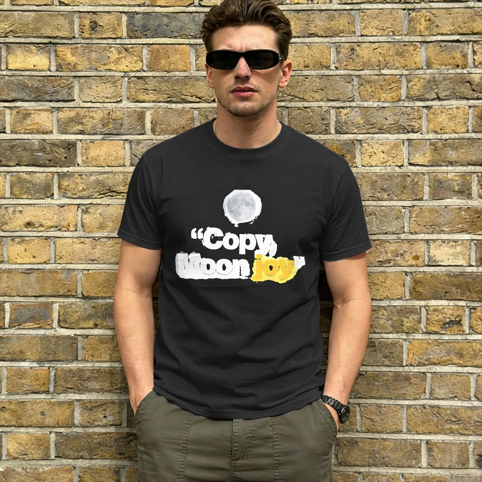 Copy Moon Joy T-Shirt Summer  Harajuku T-Shirts Male Cotton O Neck 4XL 5XL 6XL Top Tees Short Sleeves Classic Tshirt