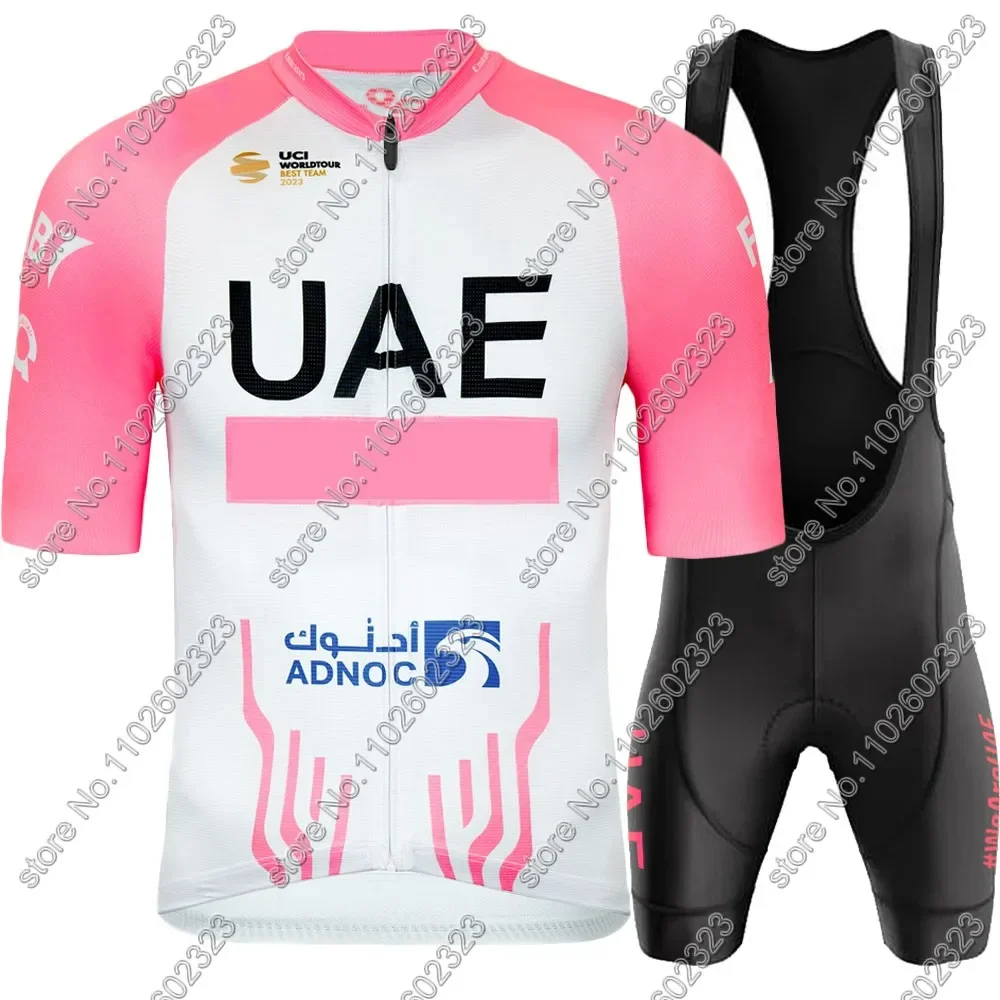 UAE Cycling Jersey 2024 New Set Purple Tour De Italy Pink Clothing Bike Shirts Suit Bicycle bib Shorts MTB Kit Maillot