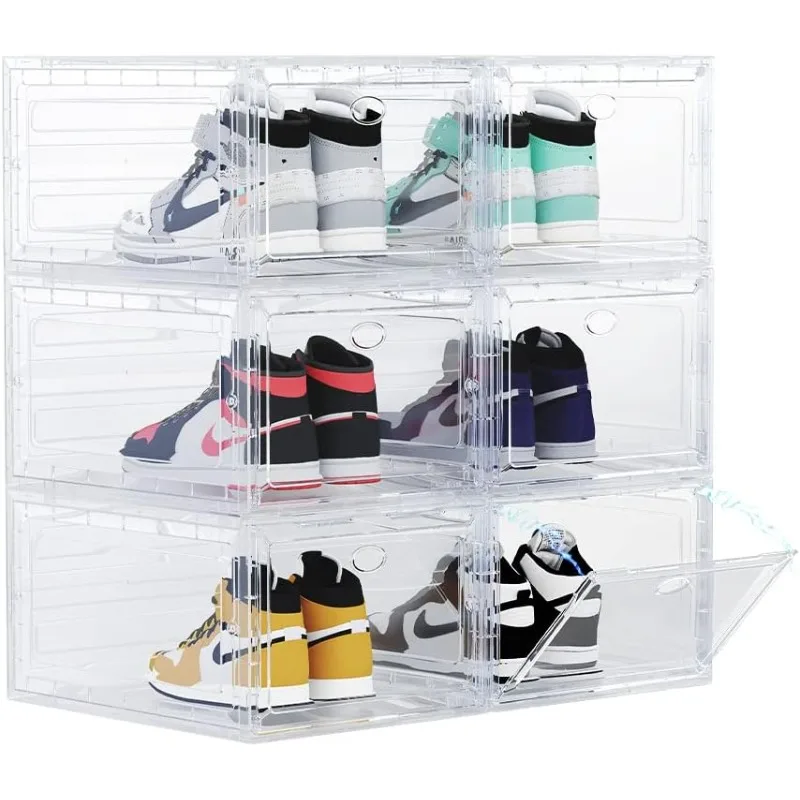 

US 15 XXL 6 Pack Storage Box, Boxes Clear Plastic Stackable, Container for Organizing Sneaker and Basketball