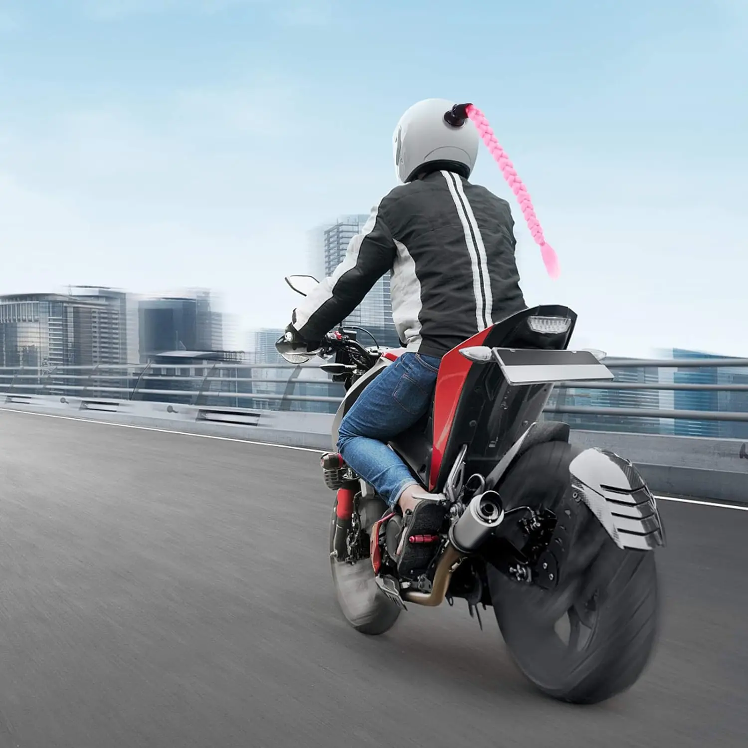 

Шлем мотоциклетный с оплеткой, Модный одиночный парик, с присоской, украшение для конского хвоста