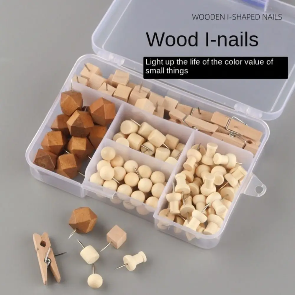 128 шт. INS креативные деревянные кнопки DIY многоразовые кнопки геометрической формы с коробкой многофункциональные декоративные шпильки пробковая доска