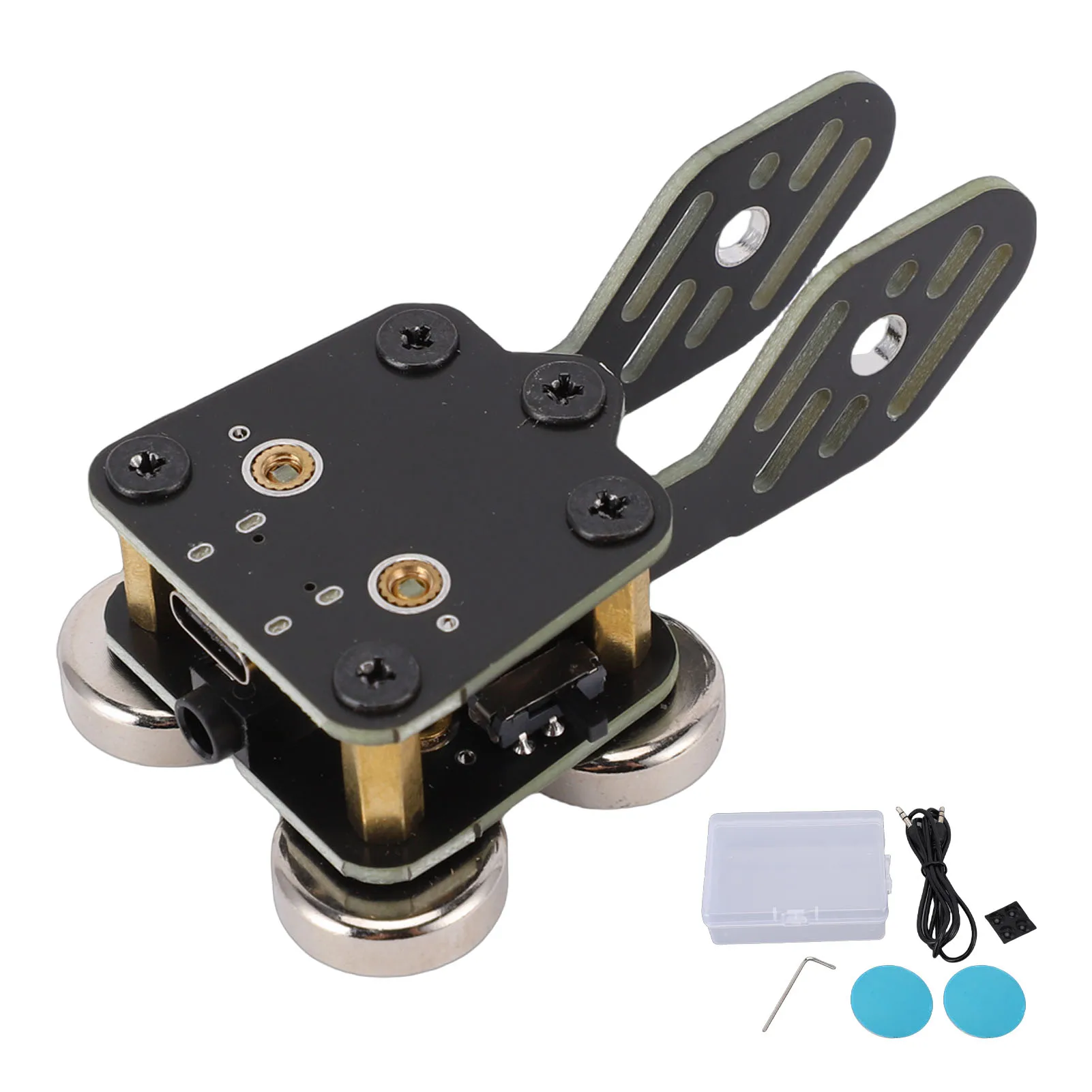 CW Key Quick Response Double Paddle Morse Code Key with Magnetic Base 3.5mm Jack Type C Port for Smartphone Computer Ham Radio