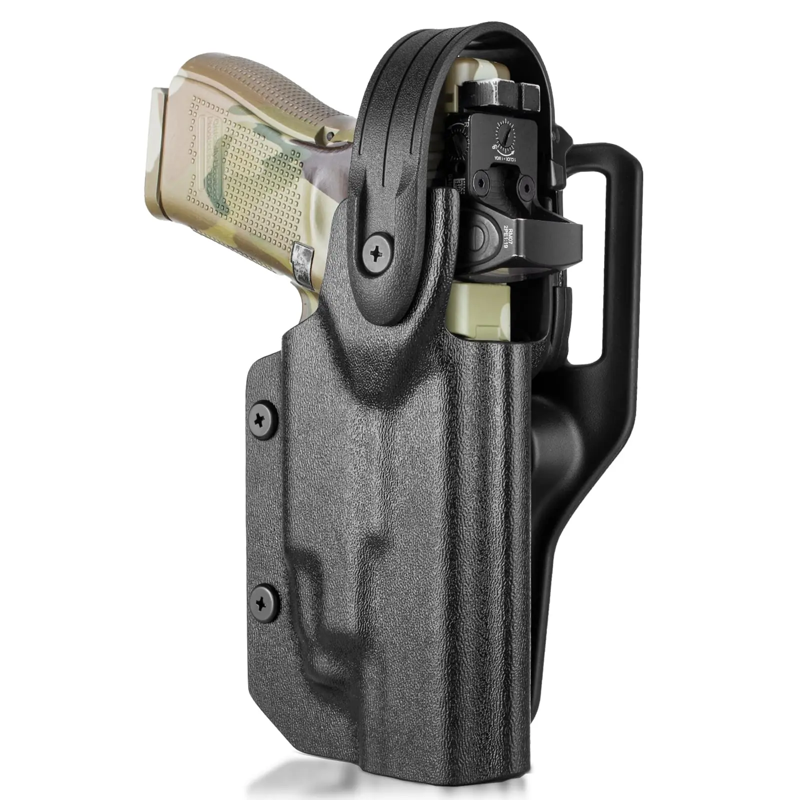 

Только кобура OWB Kydex Glock 19 + TLR7/TLR7A Duty Level II для большого пальца, также для Glock 17/19/19X/44/45 Gen 3 4 5 и G23/32 Gen 3-4