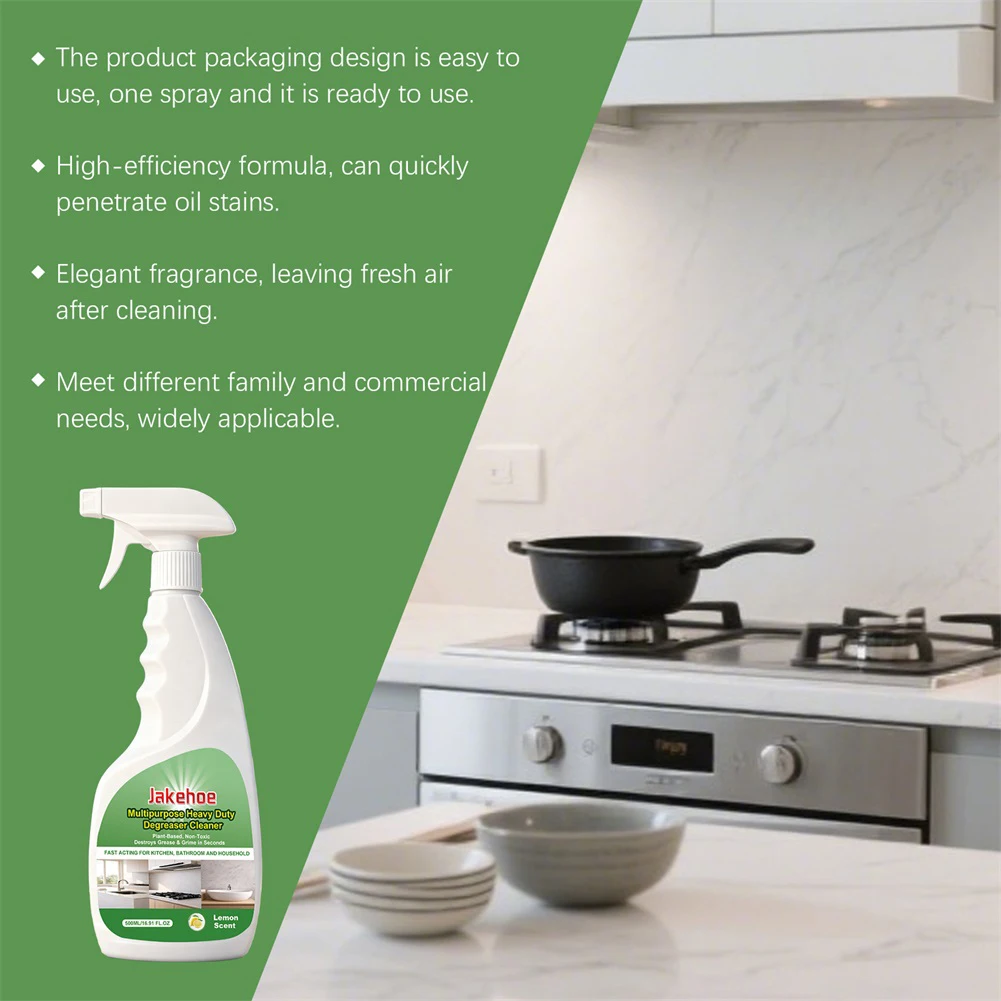 Kitchen Cleaner Degreaser Multipurpose Heavy Duty Degreaser Cleaner Fast-Acting Oil Stain Remover Burnt-On Oven Food Residue