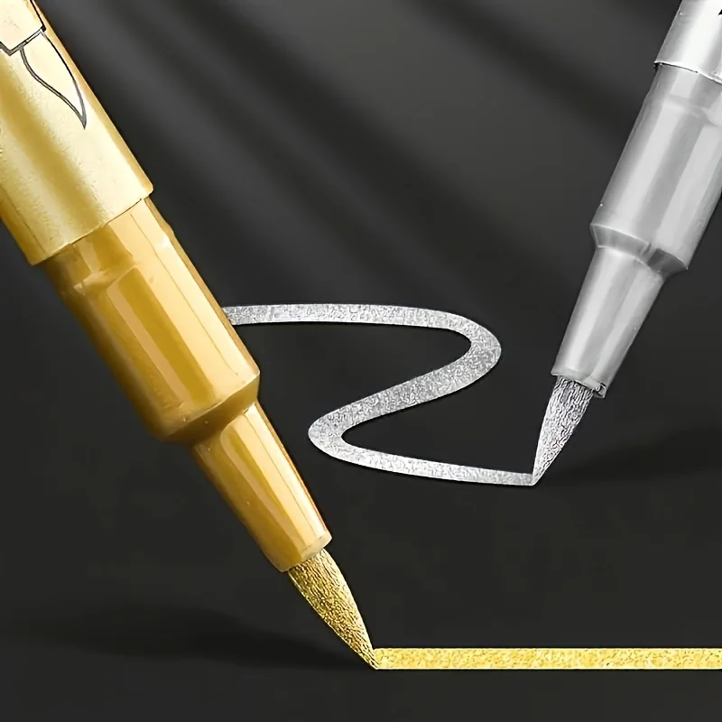 

4 шт. золотистые и серебристые перманентные маркеры — водонепроницаемые, идеально подходят для поделок своими руками, искусств из смолы и офисных принадлежностей, инструментов для рисования