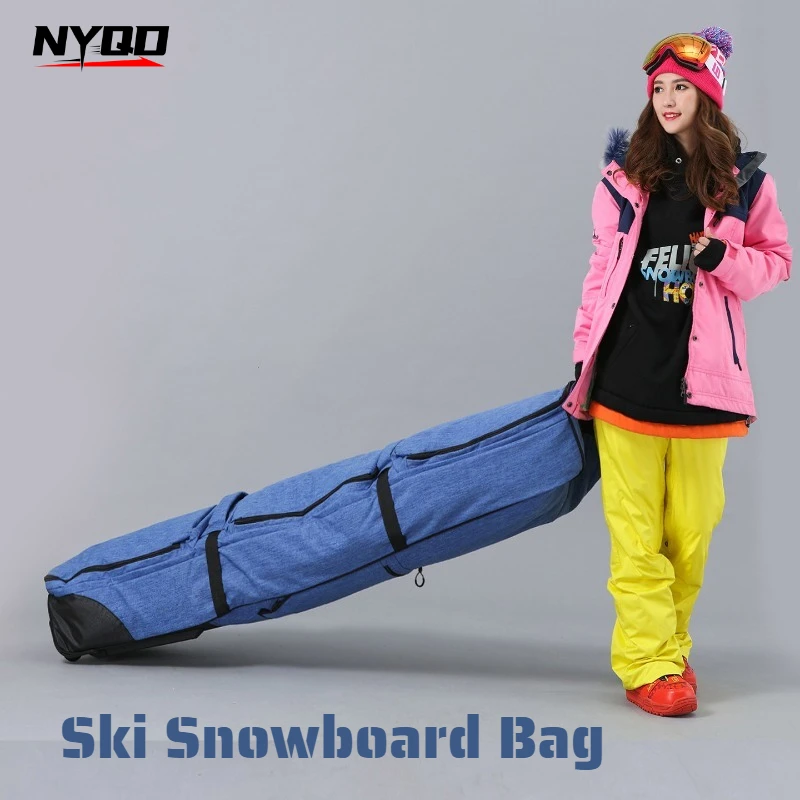 Unwheeled Snowboard Ski Bag Double Shoulder Backpack, Large Capacity Dry-Wet Separation Bag for Single/Double Ski Snowboard