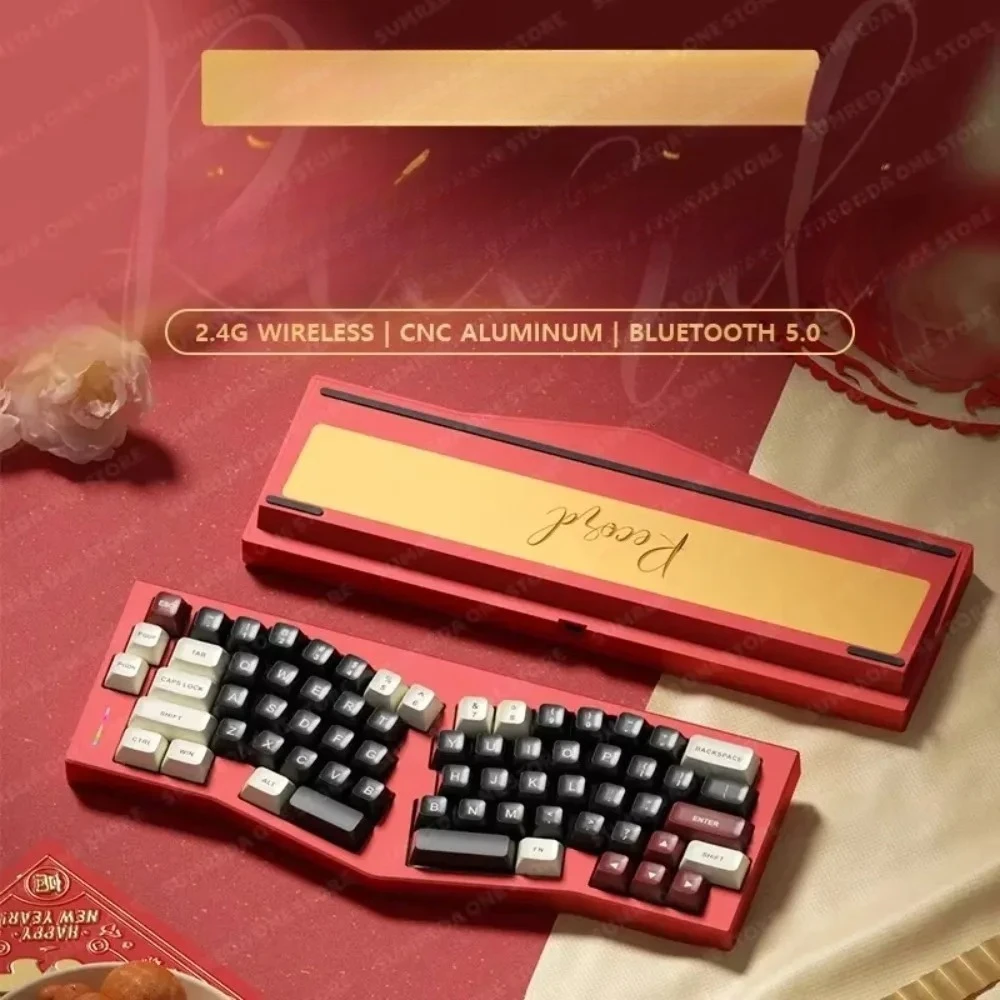 Aluminium Alloy Gaming Keyboard Kit for Win Office Customizable GiftsWeikav Record Alice Mechanical Keyboard Set RGB Tri-Mode