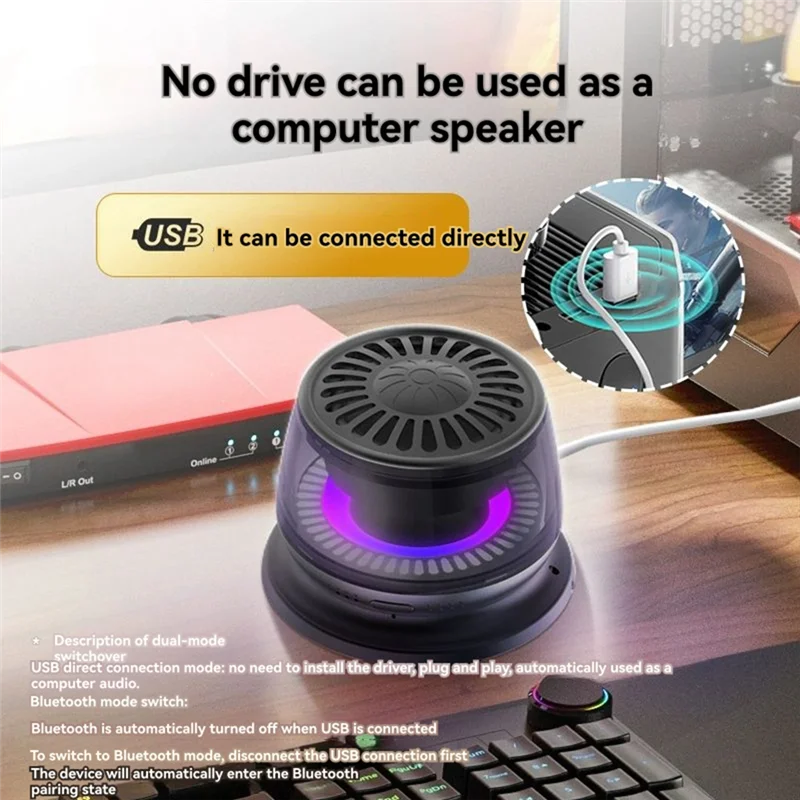 مكبر صوت ABKO-Mini سمّاعات بلوتوث، دعامة مغناطيسية، جودة صوت عالية، ضوء LED ملون محمول