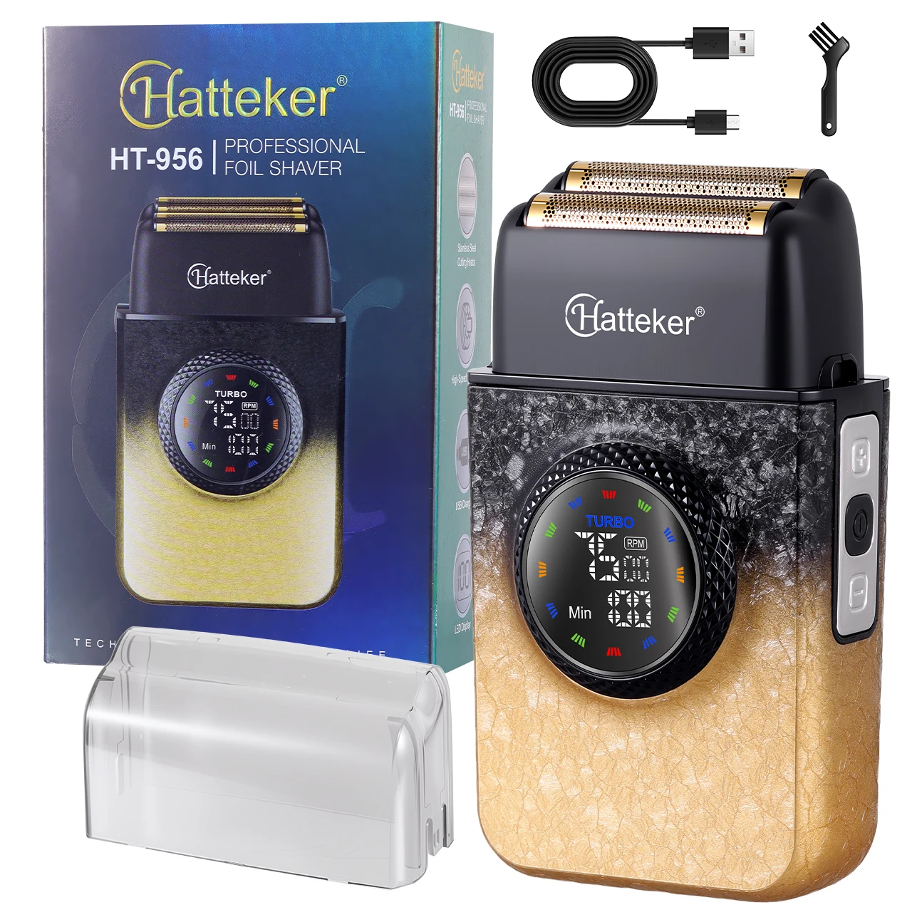 Hatteker Men's Electric Shaver New Model Double Blade Net Rake Beard Trimmer Hair Removal Machine Salon Quality Whitening Tool
