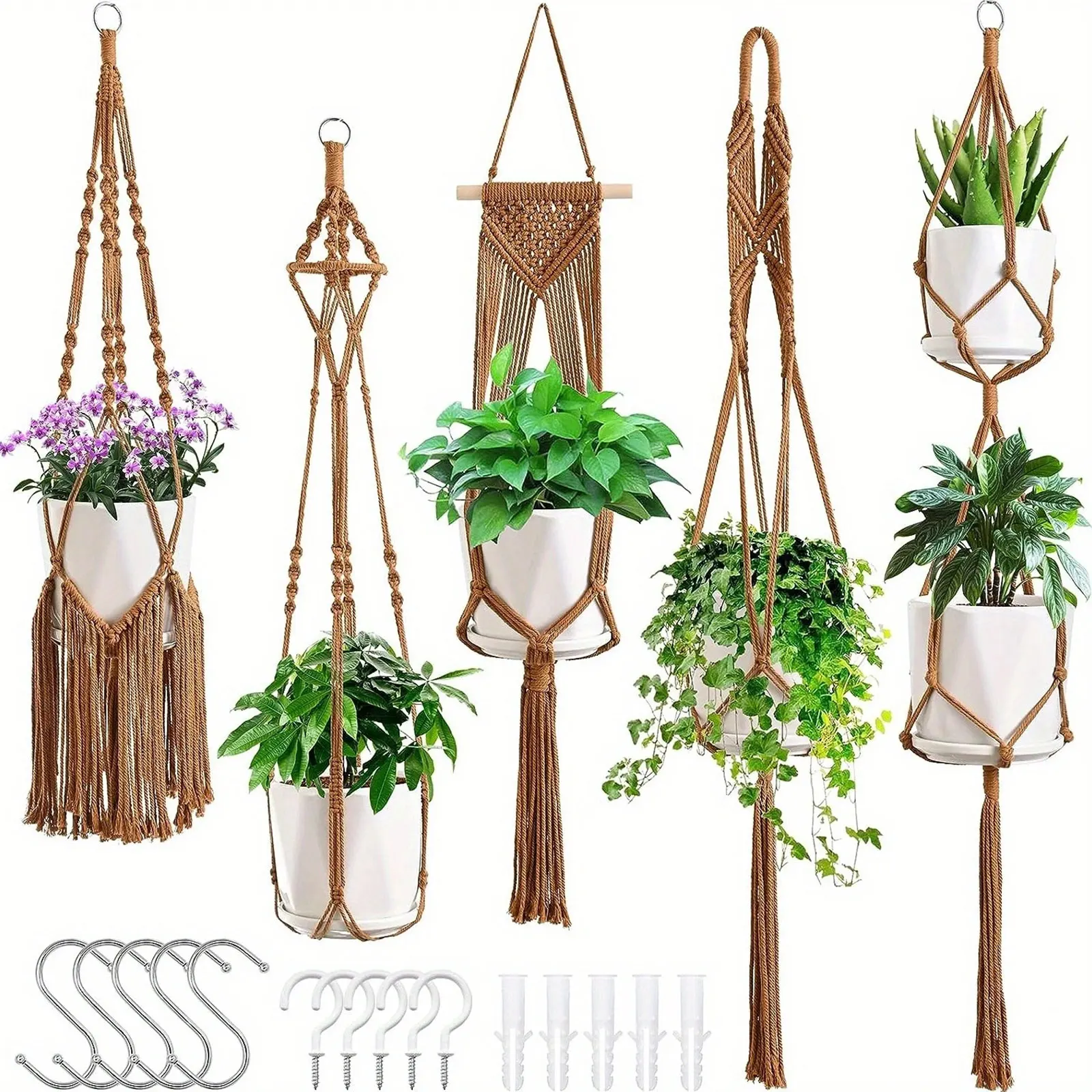 

Creative Hemp Rope Preparation Of Flower Pots Gardening Plant Hanging Basket Decorative Accessories Flower Pots Storage Stand