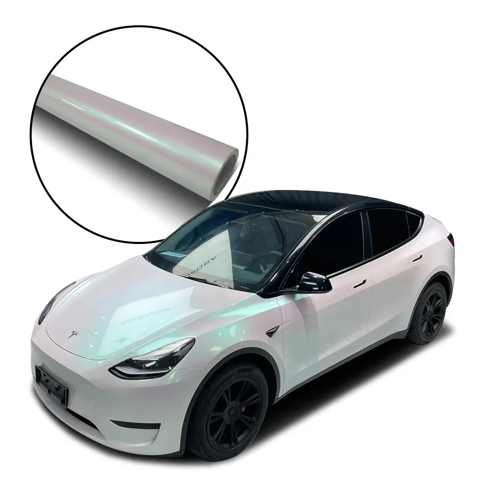 

Hot Seller Color Film Vinyl Car Wrapping Film Glossy Matte Aurora White Green Colorful PVC Film Self Adhesive