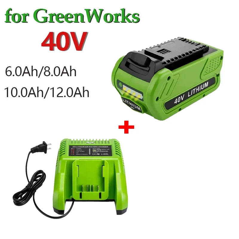 GreenWorks 40V 6.0Ah battery, 18.0Ah power tool battery for G-MAX 29252 20202 22262 27062 21242 replacement of 40V power tools