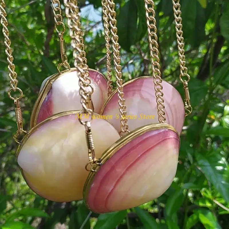 Q39C Túi đeo băng qua vai Clamshell tự nhiên với chuỗi có thể tháo rời cho phụ nữ