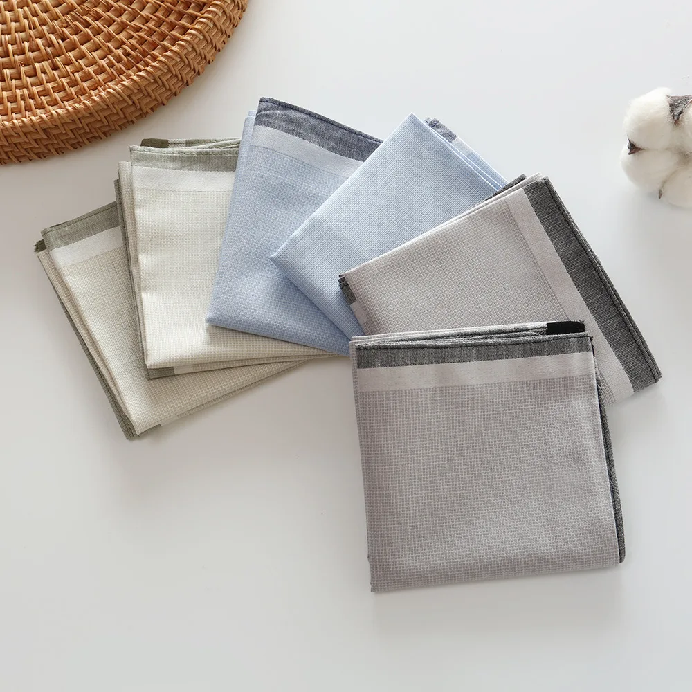 3/6/12Pcs Antique Old-fashioned Nostalgic Thin Handkerchief Soft and Comfortable Dyed Cotton Men's Summer Sweat Towel 43cm