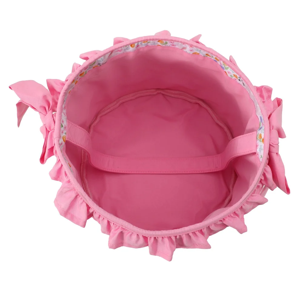 Floraler Osterkorb mit Rüschen und Schleife für Mädchen, Kinder, Karotte, Süßigkeiten, Geschenk, Einkaufstasche, Ei, Jagd, Spiel, Party, Zuhause, Festival, Dekoration – Detail 4