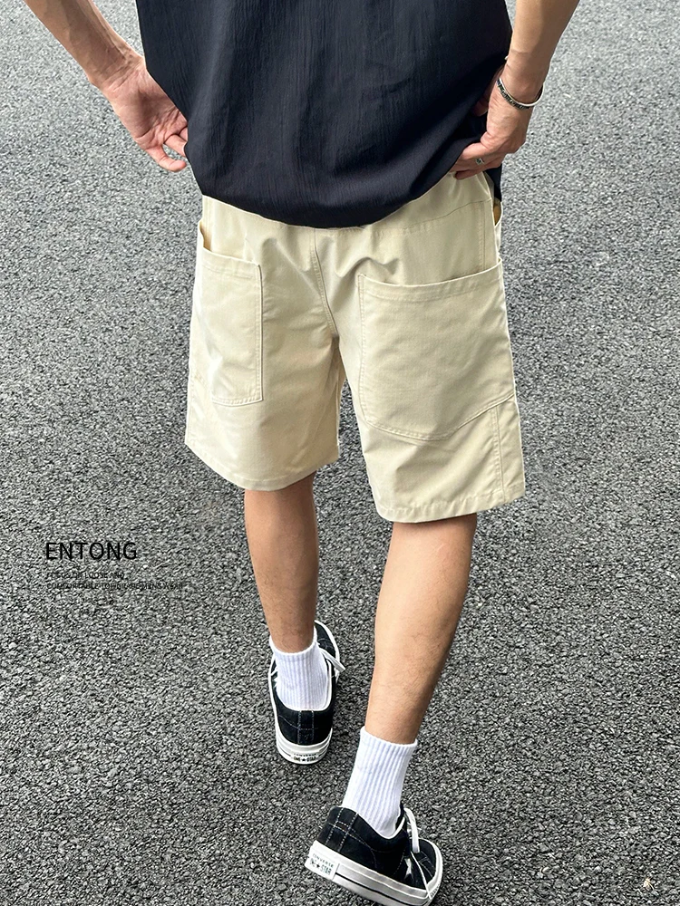 

Entong Summer Qui Dry Тонкая рабочая одежда свободного покроя повседневная мужская одежда длиной пять четвертей уличная мужская одежда из полиэстера F...