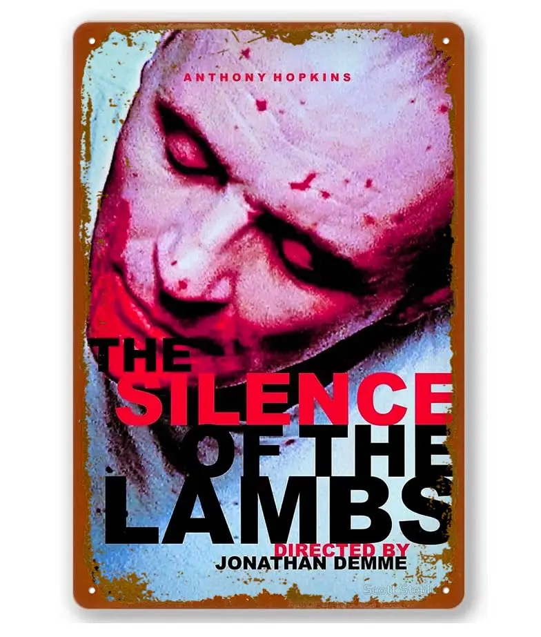 Vintage Metal Tin Sign The Silence of The Lambs Film and Television Poster Wall Deco for Bar Coffee Man Cave 8 X 12 Inch