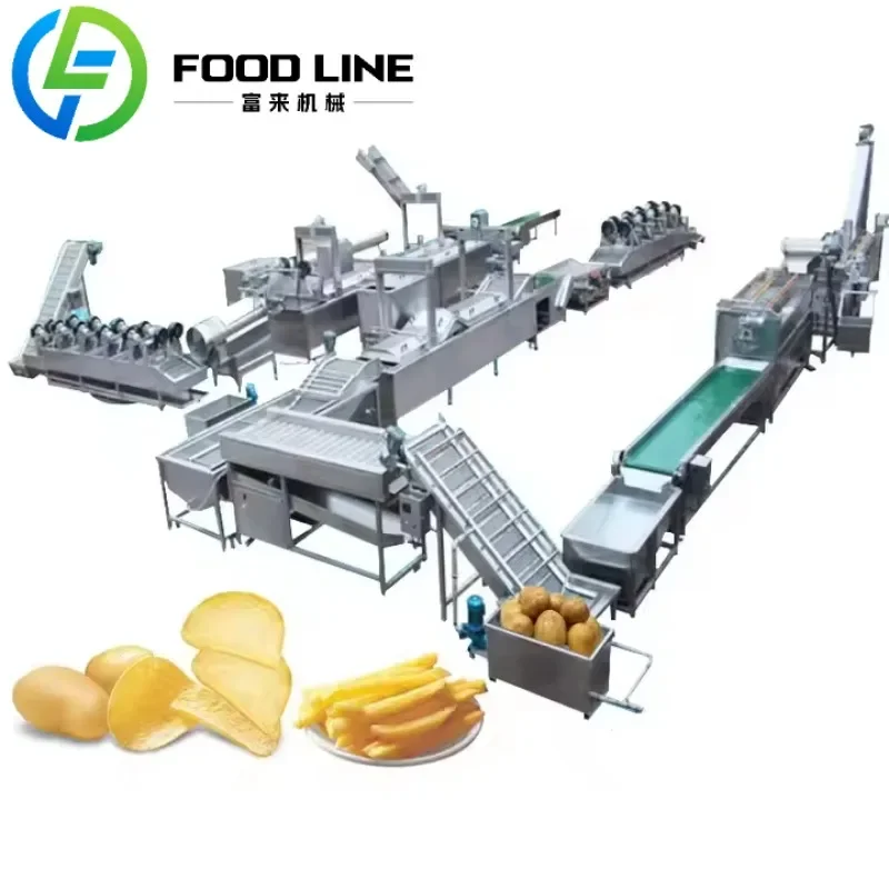 French Fries Production Line Potato Chips Making Machine Potato Processing Line Stainless Steel Automatic Commercial Use Custom