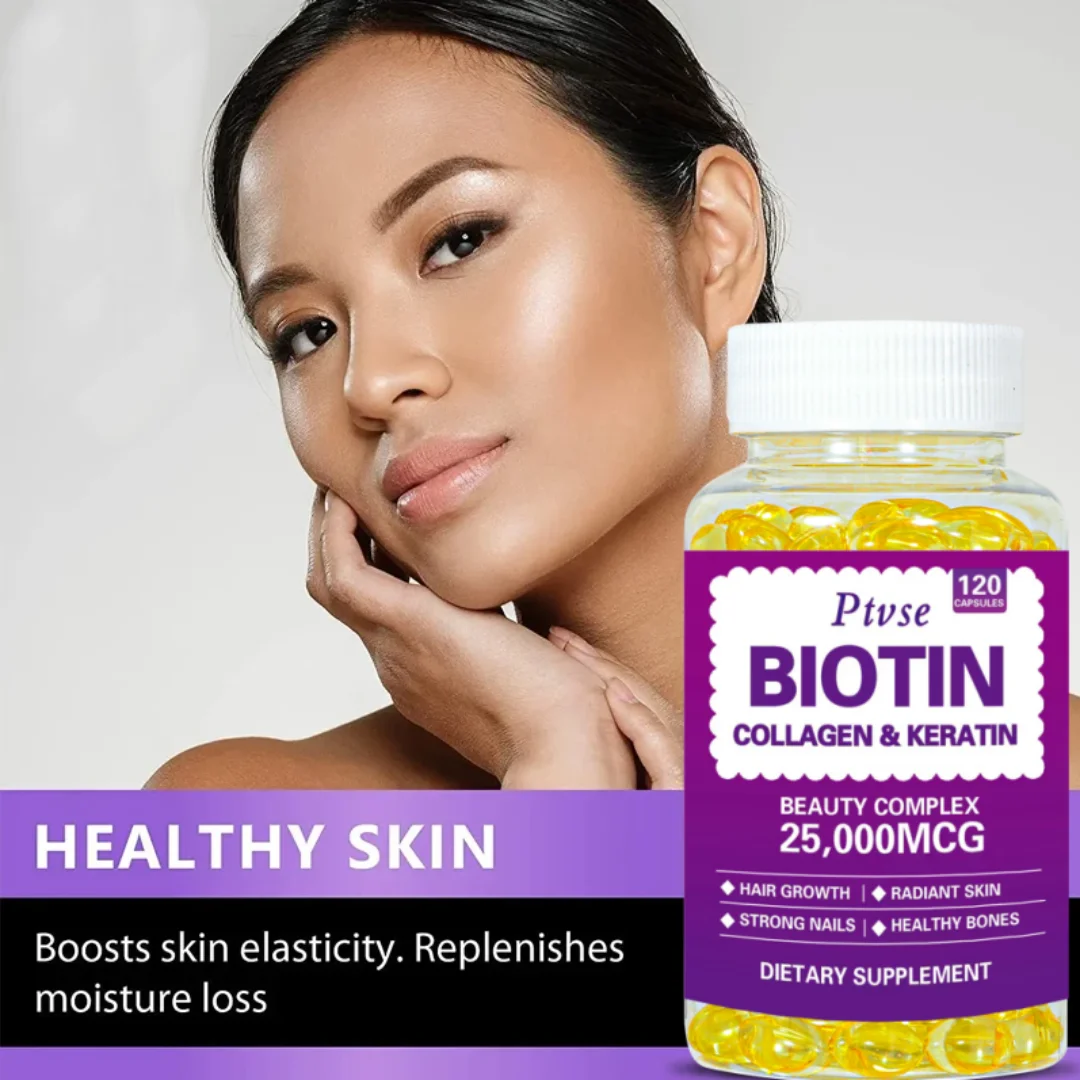 Ptvse Biotin & Collagen Capsules with Keratin For Healthy Nails & Skin & Hair Biotin Supplement for Women & Men Beauty Health