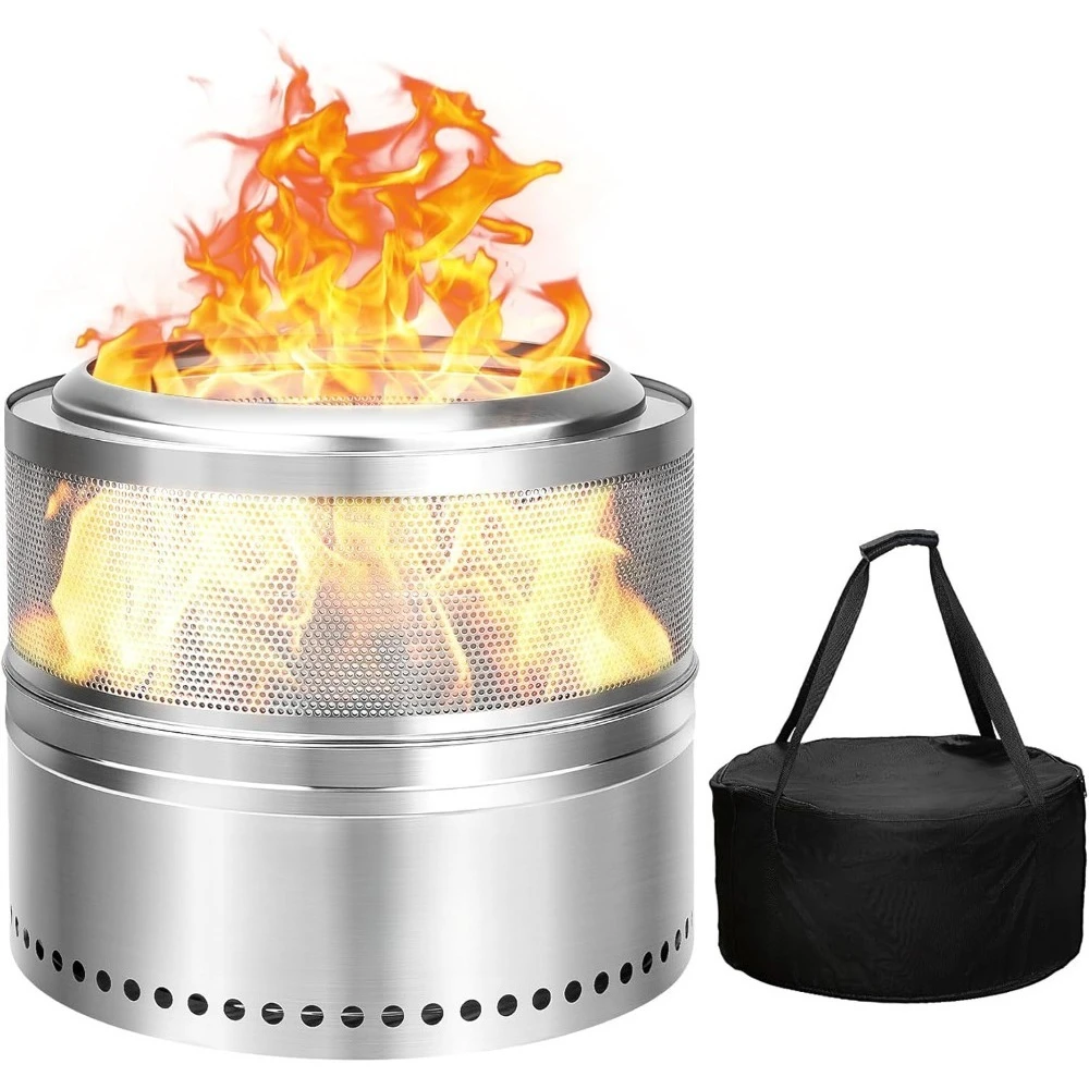 

Wood Burning Fire Pit With Carrying Bag, 20” Detachable Portable Outdoor Firepit For Camping Tailgating Patio Backyard