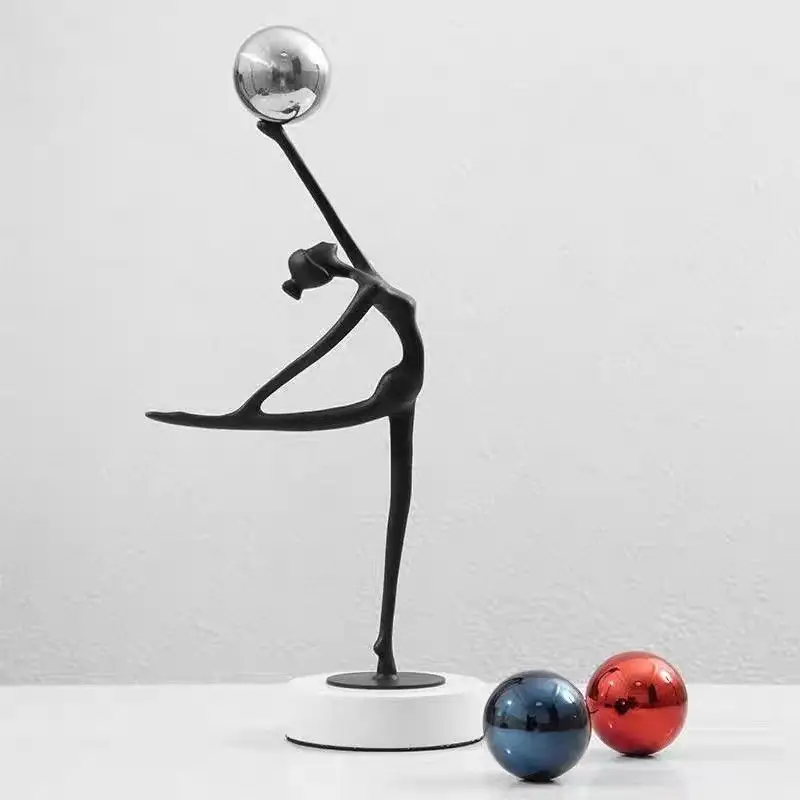 Abstract Dancing Girl Figure Sculpture Ornament, European Light Luxury Home Decoration for Living Room Entrance