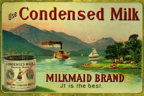 Condensed Milk Milkmaid Brand Advert Vintage Retro Style Metal Sign Plaque