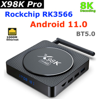 X98K Pro TV Box Android 11 Rockchip RK3566 Quad Core 4GB 32GB 8K Decoding External Antenna Dual Wifi 1000M LAN 4K Media Player