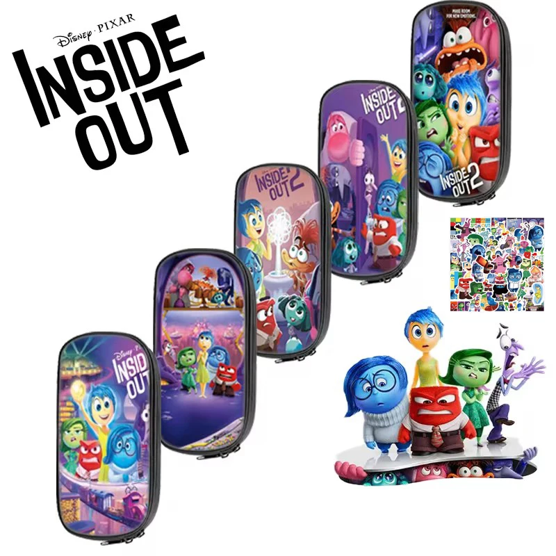 

Disney Inside Out 2 Students Pencil Bag Cartoon Anime Figure Storage Stationery Bag 60pcs Stickers School Supplies Children Gift