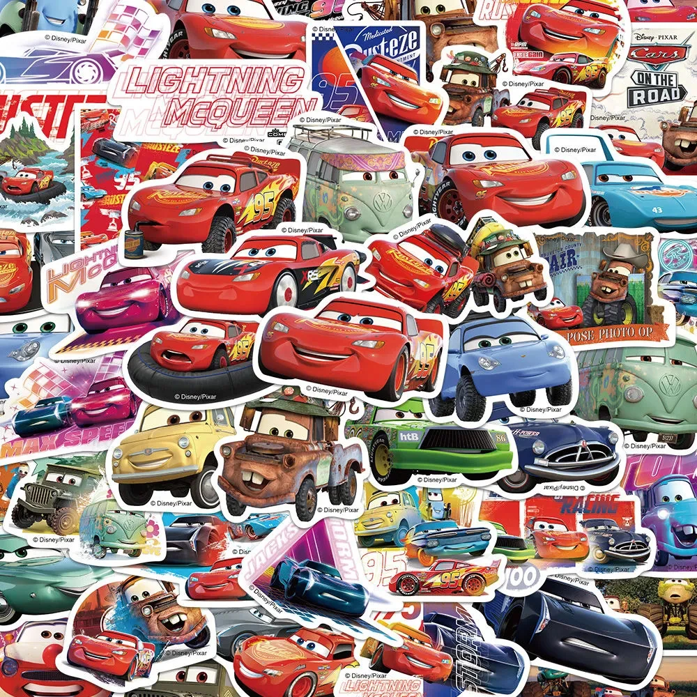 Paquete de pegatinas de dibujos animados de Disney para niños y niñas, calcomanía de dibujos animados de Cars, Rayo McQueen, película de Anime,