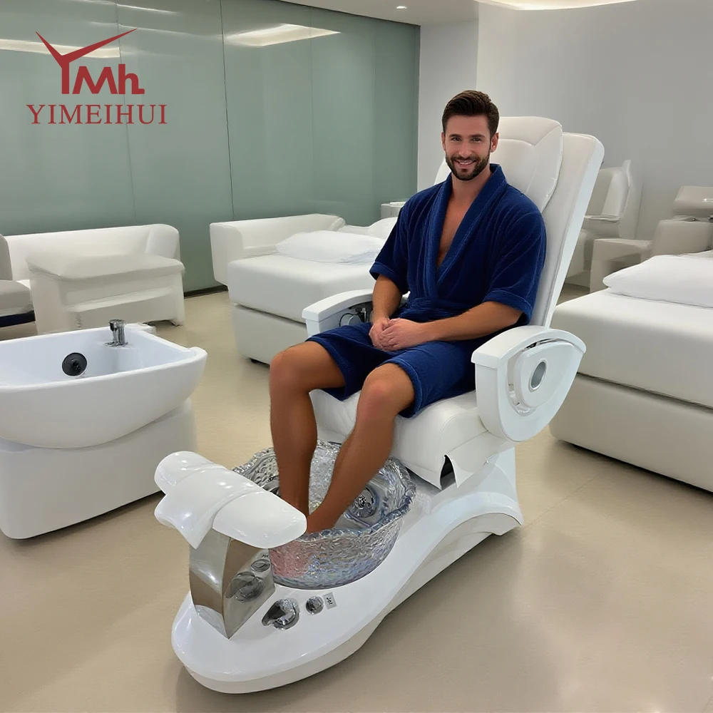 Luxury Aesthetic PU Leather Pedicure Chair Salon Beauty Spa Furniture with Massage Features