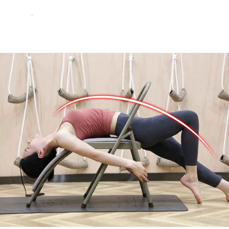 Portable Foldable Yoga Auxiliary Chair with Lumbar Back Support Relieve Back Pain Chair Balance Handstand Training Tool For yoga