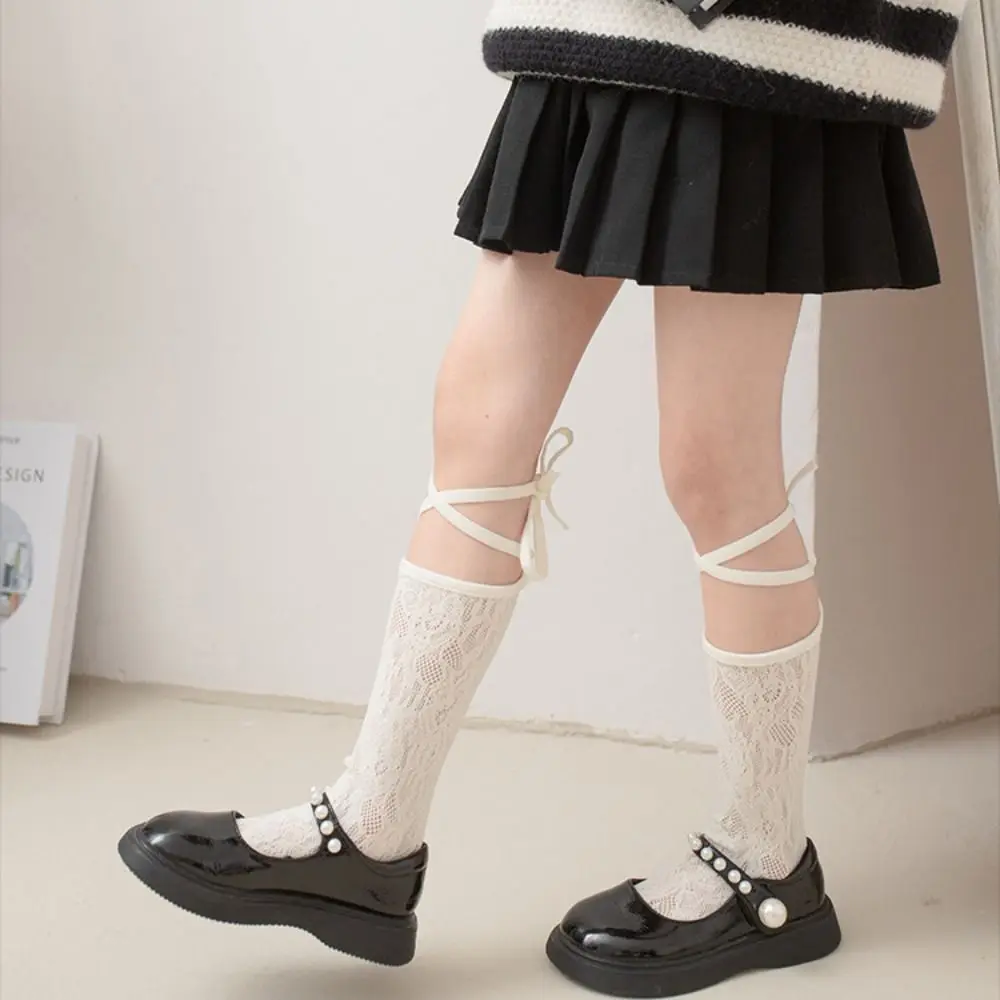 Lovely Mesh Kids Lolita Stockings Bandage Hollow Out Children Lace Socks Korean Style Stockings Kids Jk Hosiery Baby