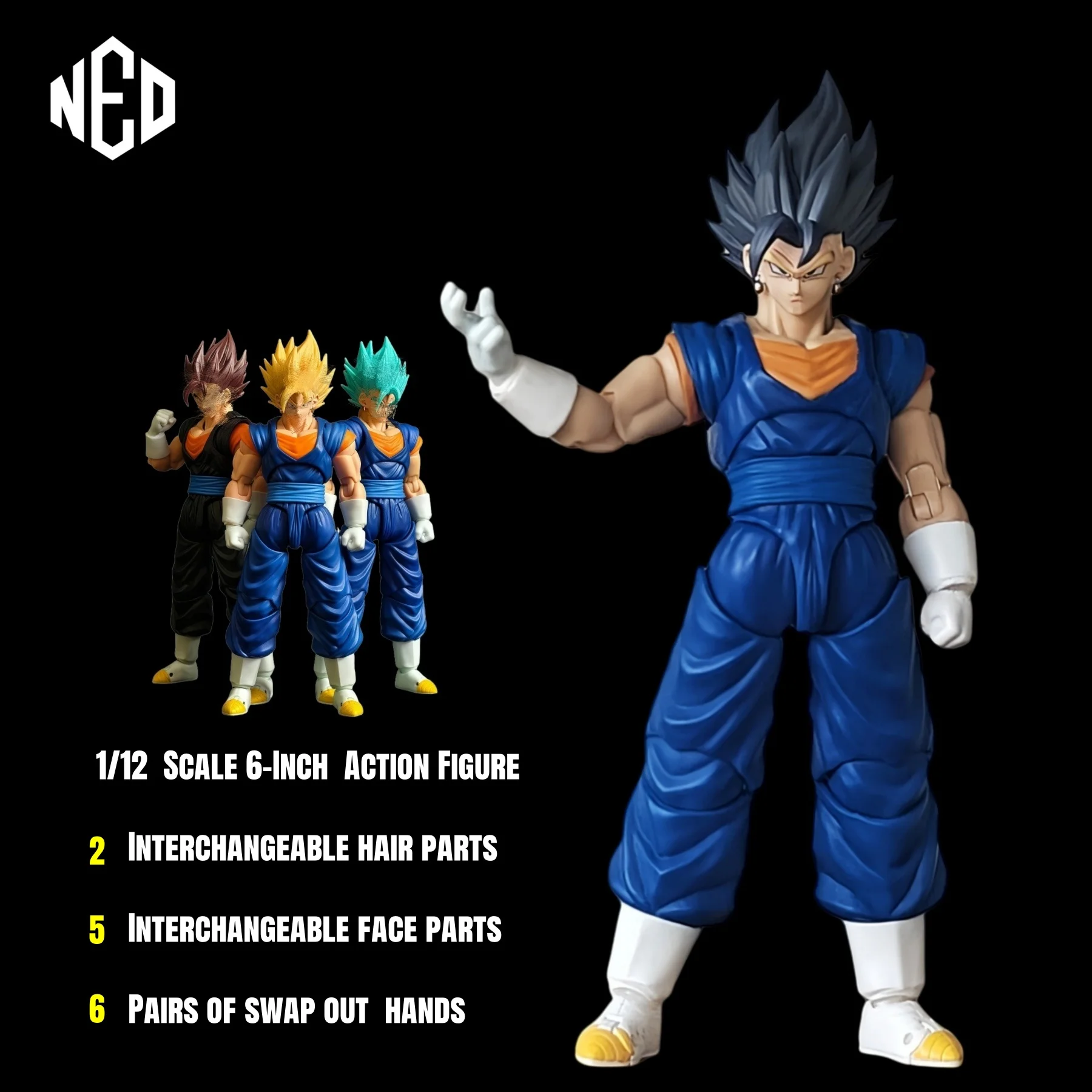

Фигурка Dragon Ball Z Vegito SHF Vegeto Super Saiyan Vegetto 3, тело 5, лицо, аниме-фигурка, игрушка, модель, индивидуальная коллекция, подарок