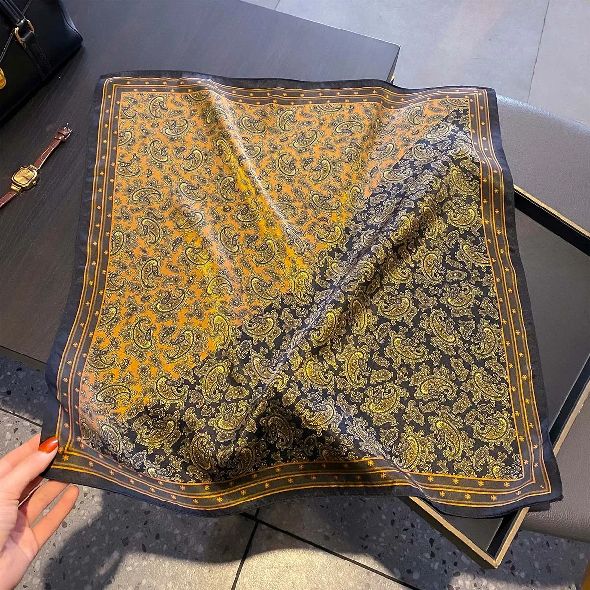 

100% Real Silk Satin Women Scarf 2026 Flower Printed Foulard Femme Square Head Scarfs Bandana Shawl For Lady Hijab 53m