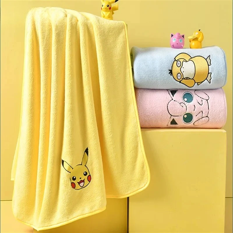 

Cartoon Peripheral Pikachu Figure Coral Fleece Bath Towel Cartoon Soft Strong Absorbent Bath Towel Children Anime Birthday Gifts