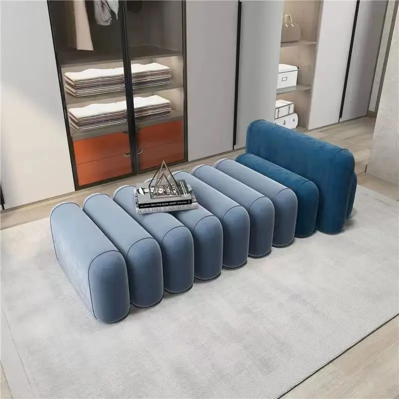 

Sofa rest stool bedroom bedside stool designer light luxury home shoe change stool fabric simple living room shopping mall seat