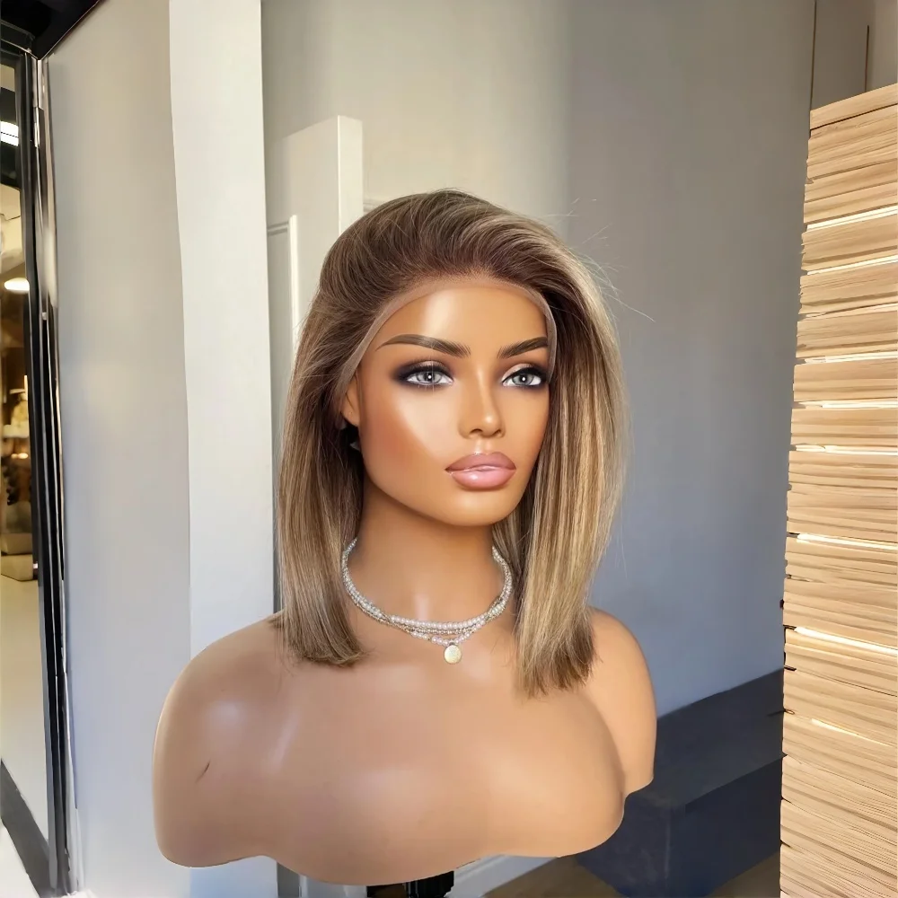 

100% Human Highlight Blond 13x4 Lace Front Body Wave Hair Wig 150 Density with Baby Hair Pre-Plucked Soft Hair Wig