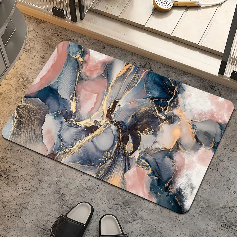Bathroom Bath Mat Non-Slip Luxury Marble Entrance Door Rug Absorbent Kitchen Bedroom Shower Floor Carpet  Welcome Mat