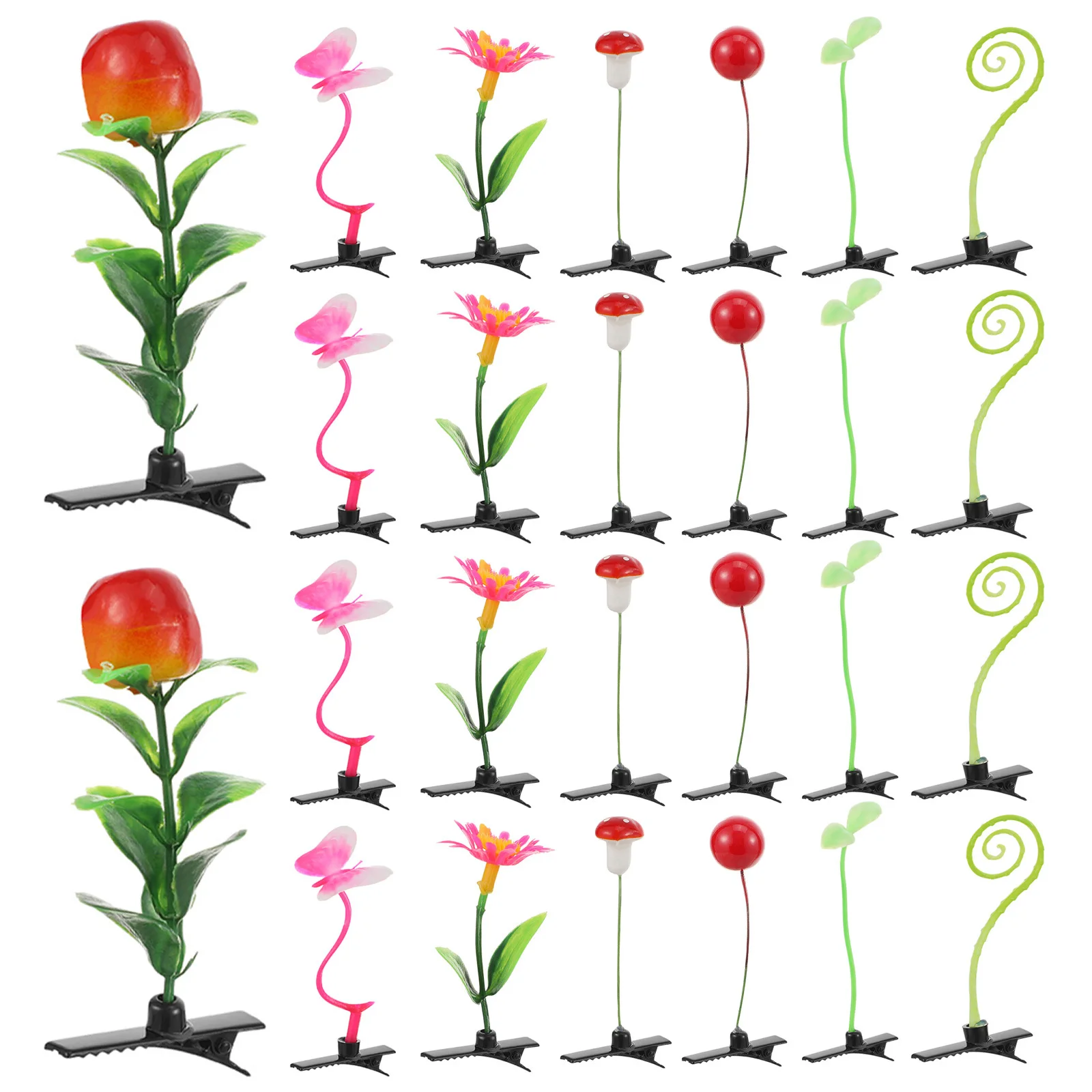 

28Pcs Simulation Plant Hairclips Creative Kids Lovely Hair Barrettes Non-Damaging Grip Hairpins for Women Girls Accessories