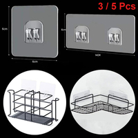 3/5PCS Hanging Shelf Hooks Wall Storage Rack Fixing Patch Strong Self-Adhesive Snap For Kitchen Bathroom Gadgets