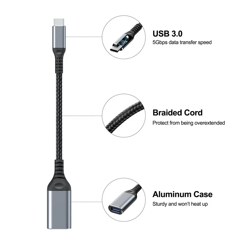 15cm USB3.0 Type C3.1 Conversion Cable 3A USB3.0 Female Port To Type-c Data Cable OTG Conversion Cable