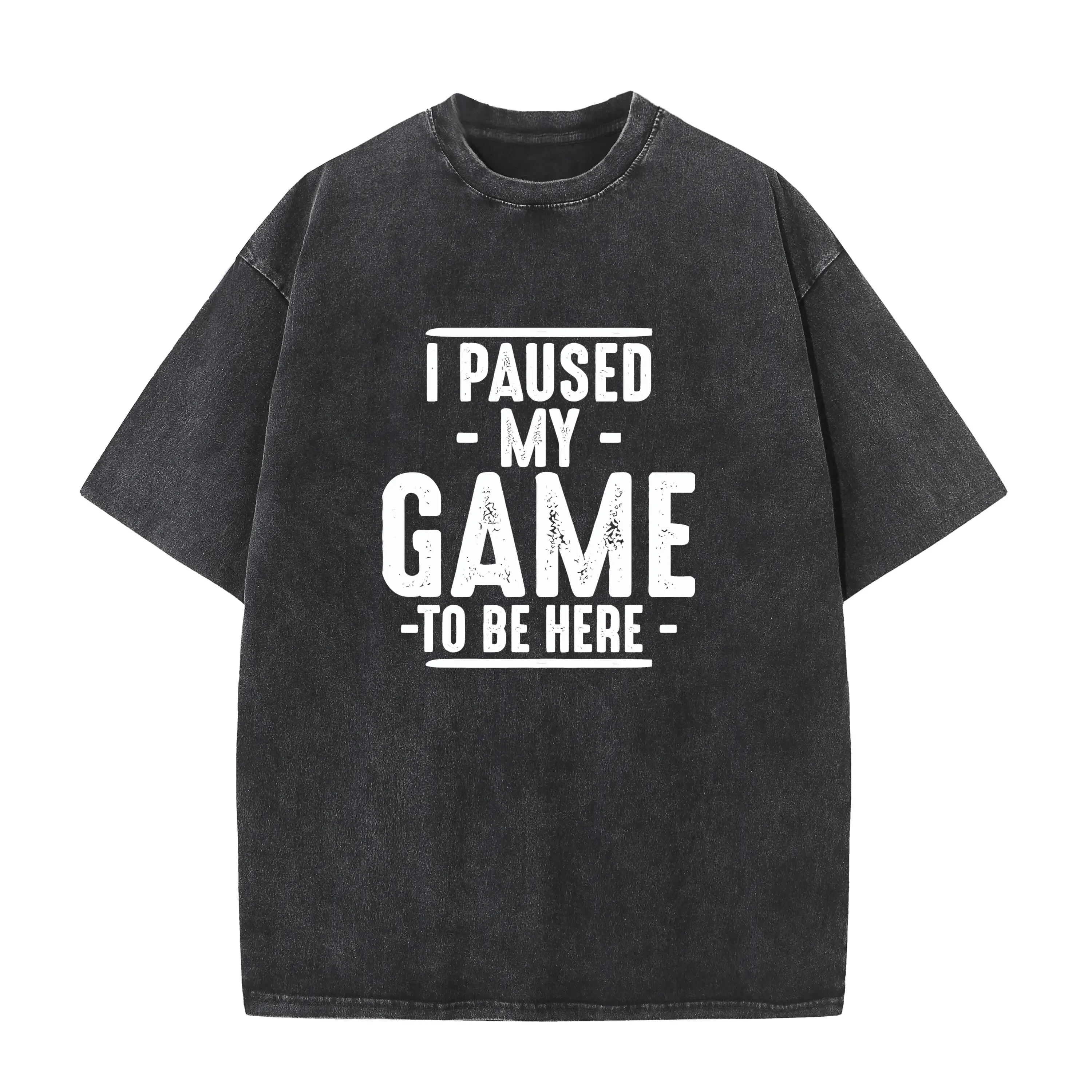 

I Paused My Game to Be Here Video Gamer Mens Retro Graphic Funny Washed Bleached Bleach style T Shirt