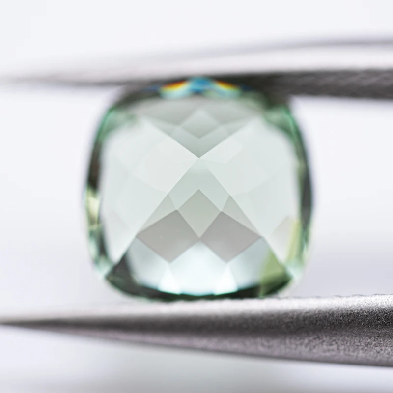 Im Labor gezüchteter Saphir in quadratischer Kissenform, grüner Edelstein für Charms, DIY-Schmuckherstellung, Halskette mit Zertifikat – Detail 6