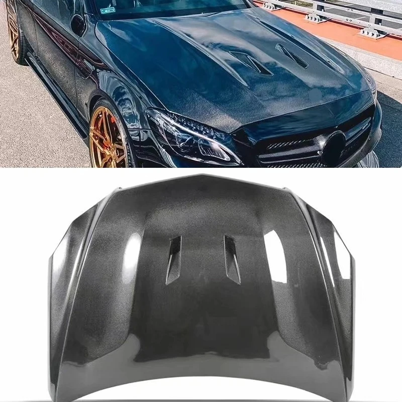 

For Benz W205 C200 C300 C260 C63 C43 AMG High Quality Carbon Fiber FRP Engine Hood Car Bonnet With Air Vents Body Kit 15-18