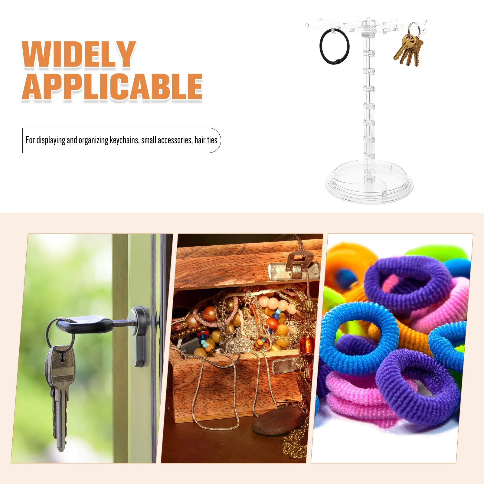 حامل منظم المجوهرات رف تخزين سطح المكتب قابل للدوران لإكسسوارات الشعر سلاسل المفاتيح Scrunchies Headbands الأقراط