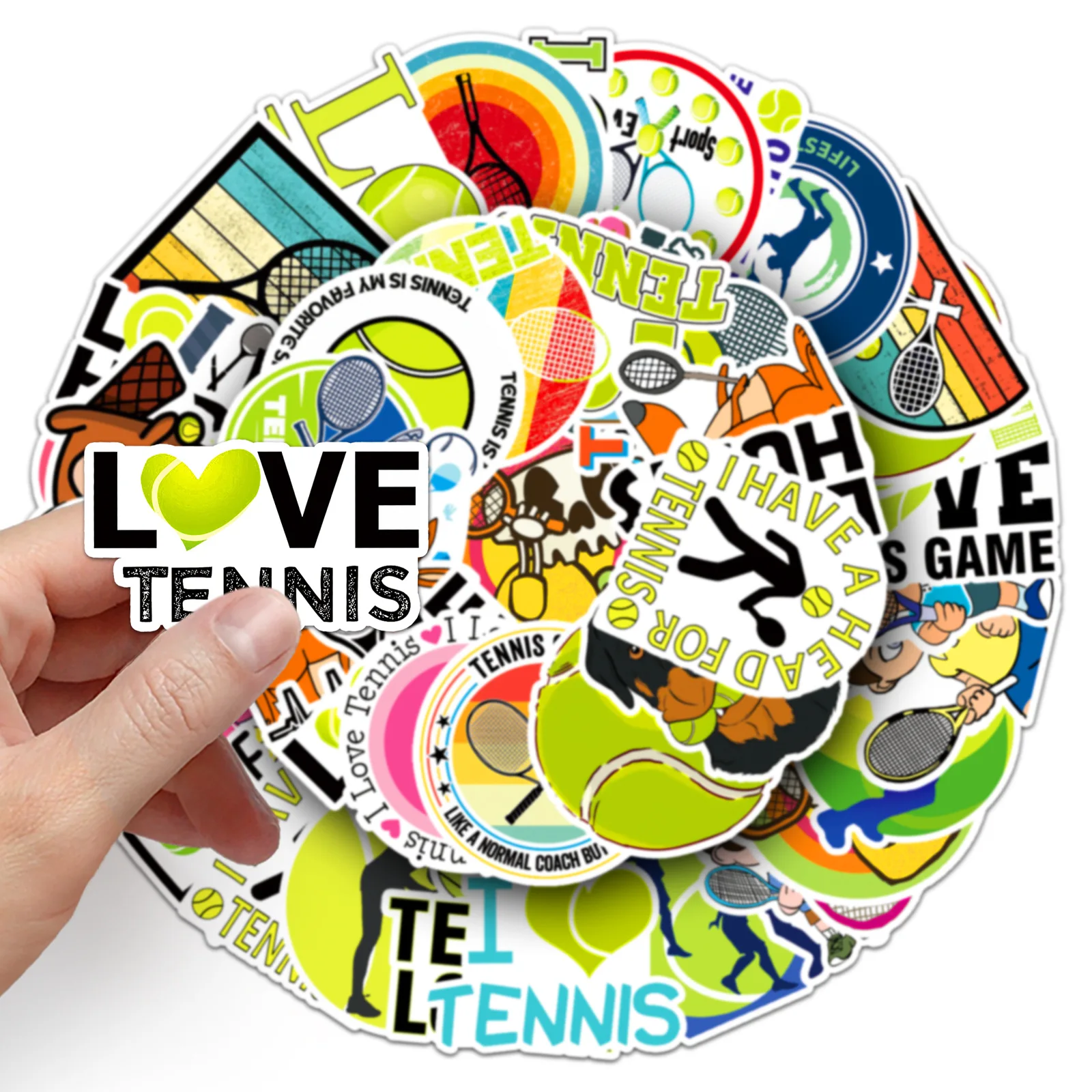 

50PCS Sports Tennis Stickers Cartoon Waterproof Decal Toy Gift Creative Decoration Luggage Laptop Bicycle Desk Notebook