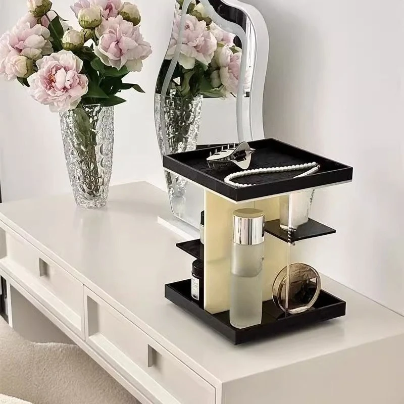 

Rotating Acrylic Cosmetics Storage Box Dresser Skin Care Products Shelf Desktop Jewelry Perfume Tray