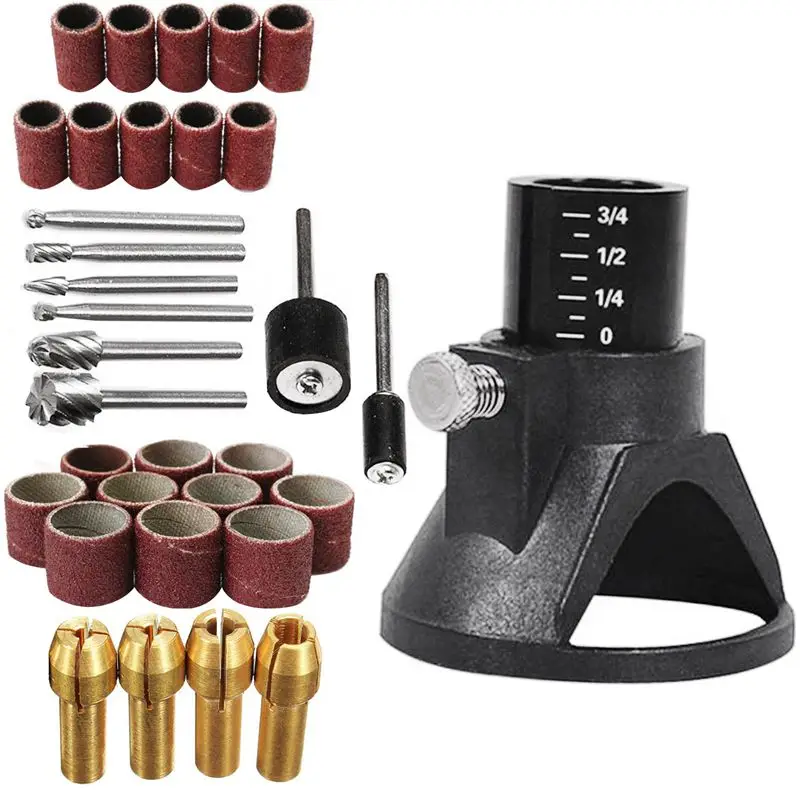 4Pcs Rotary Multi Tool Collet Nut Kit For 0.8/ 1.6/ 2.35/ 3.2MM & 29X Rotary Power Drill Dedicated Locator Drill Bits