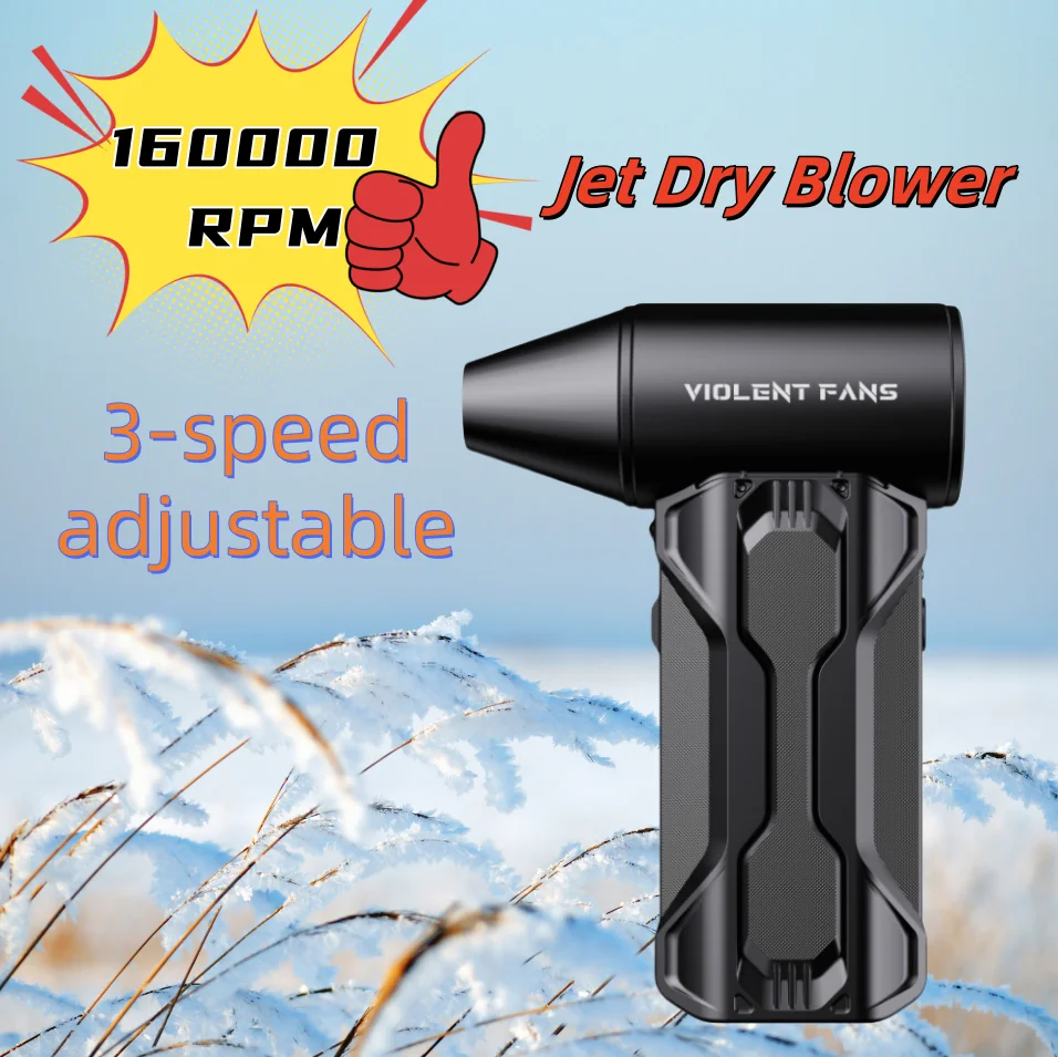 

160000RPM Car Electric Air Duster Mini Turbo Violent Fan with 3 Speeds Rechargeable Super Jet Dry Blower for Car Keyboard Clear