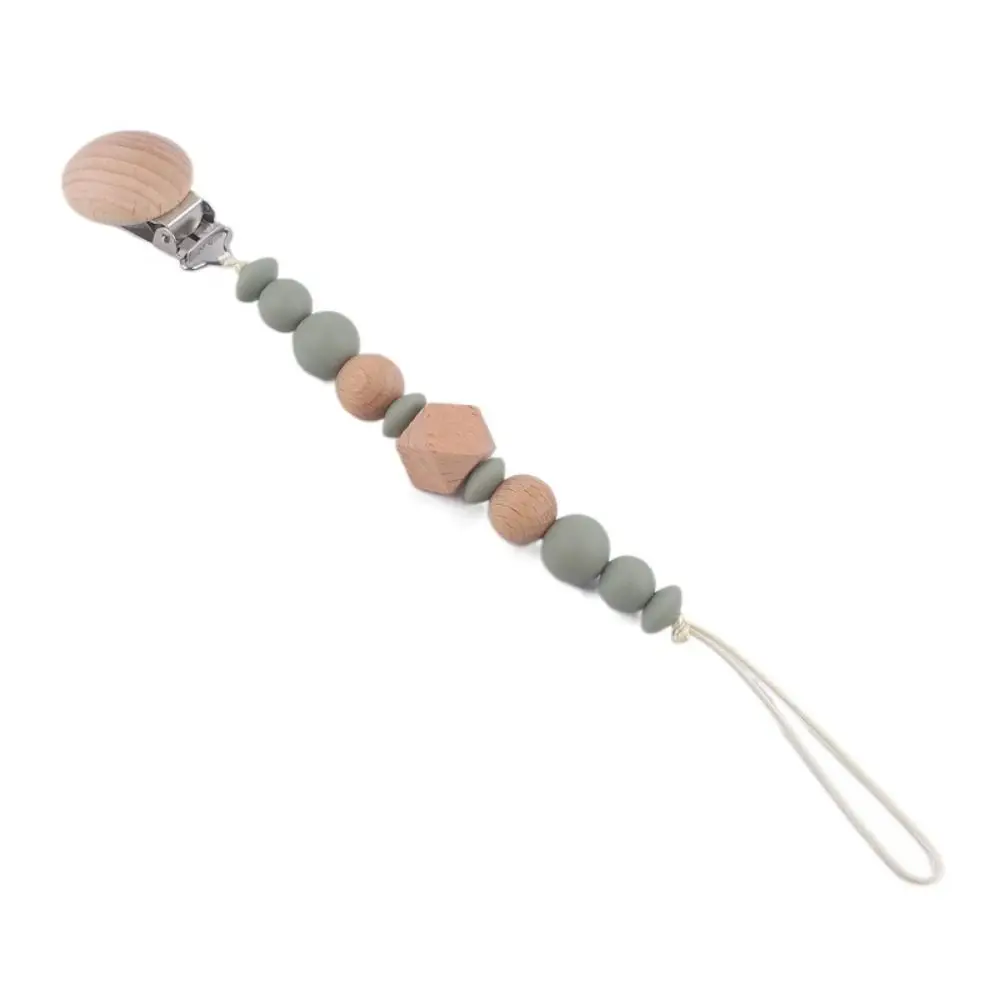 

Dummy Clips Pacifier Holder Clips Wood Soother Holder Baby Pacifier Chain Nipple Holder Clips Octagonal Space Beads